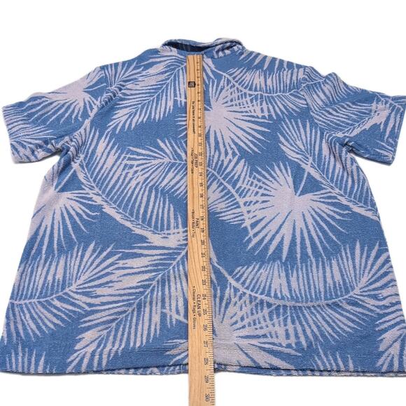 Marine Layer Terry Cloth Shirt Mens L Blue Palm Button Up Short Sleeve NEW NWT - Picture 12 of 13